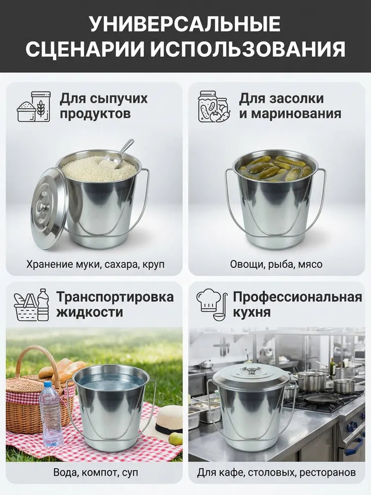 Weltime Food Bucket, Stainless steel, 20 L